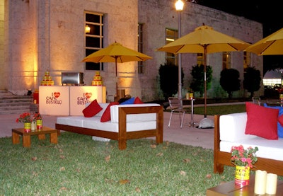 With its home base inside the Gansevoort South Hotel, coffee merchant Café Bustelo set up a branded outdoor lounge (with furniture provided Ronen Bar and Furniture Rental) at the Bass Museum of Art, so guests could recharge during the week's slate of events.