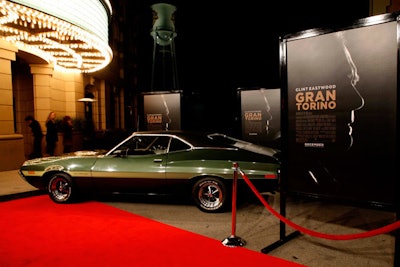 The movie's Ford Gran Torino stood sentry at the event.