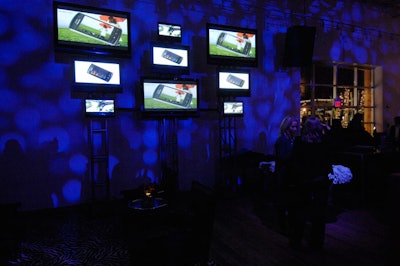 A series of LG televisions featured images of the new Blackberry Storm smartphones.