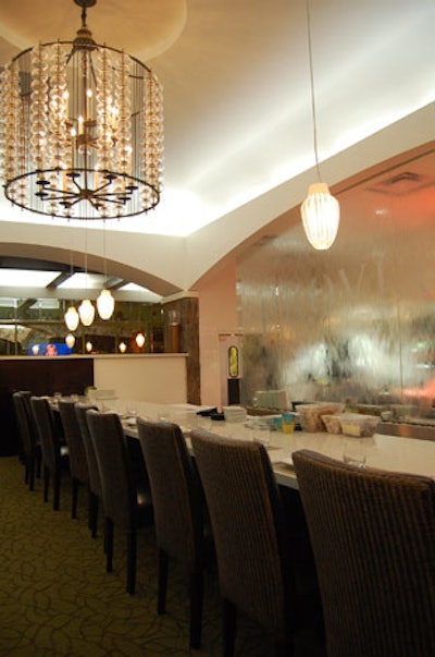 Provecho's interior features a ceviche bar.