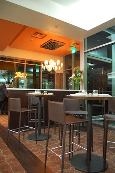 Hand-blown glass chandeliers light up the restaurant.