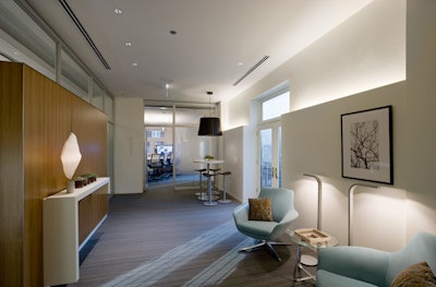 The Oasis was designed as a space where employees can break out of meetings to place phone calls.