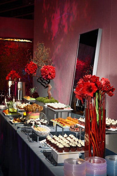 Wolfgang Puck's dessert tables included cupcakes, lemon creme brulée, and pumpkin panna cotta.