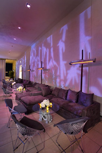 Sofas and chairs served as comfy lounge seating on the Hammer's second-floor terrace.