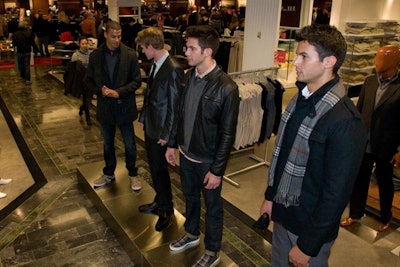 Models were on hand to sport current fashions, which apparently include madras sneakers.