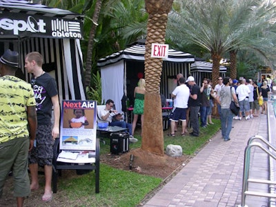 Instead of using standard table and square booth arrangements for its trade show exhibit during the Winter Music Conference, the Remix Hotel in Miami had companies display their wares in poolside cabanas and on the balconies of the first-floor suites.