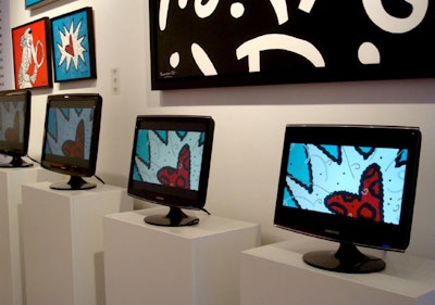 Samsung animated select Romero Britto paintings for the debut of its new television at the artist's Lincoln Road gallery in Miami.