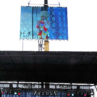 A crane suspended a giant screen from CPR Multimedia above the Wigstock stage.