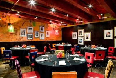 Bright colors and art-covered walls characterize the decor at Latin restaurant Carnivale.