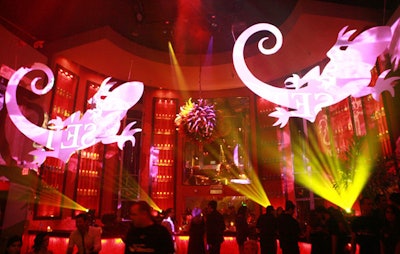 SoBe Lifewater's signature lizard was suspended from the ceiling at SET, and incorporated throughout the decor and carved ice bars there as well at Louis inside the Gansevoort South.