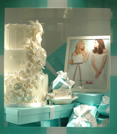 Window boxes inside the store contained promotional stills from the film, faux wedding cakes, and engagement rings.
