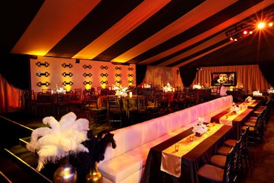 Black stripes covered the tented space for NBC Universal's party.