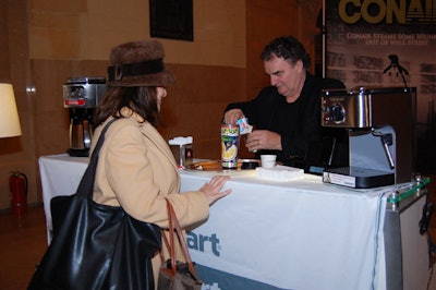 Representatives from Conair-owned Cuisinart brewed complimentary espresso and coffee for guests.