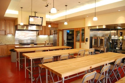Culinary Kitchen has butcher block work surfaces for classes but can be reconfigured for events.