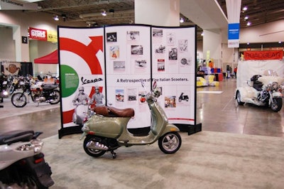 The new Scooter Pavilion, sponsored by Geico, featured 20 models from manufacturers such as Vespa.
