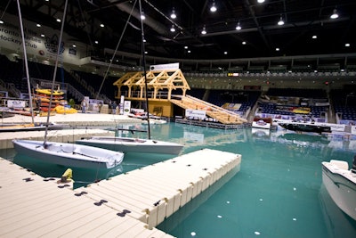 Deemed the 'gem' of the Toronto International Boat Show by show manager Cynthia Hare, the man-made lake contains more than one million gallons of water from Lake Ontario. Stunt shows were performed, docks and boats were displayed and show-goers took kayaks, canoes and paddleboats for a spin.