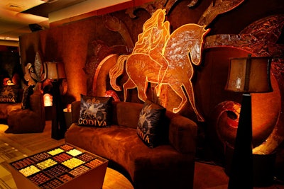 Sponsor Godiva set up a lounge, where chocolate inspired the decor.