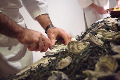 Chefs shucked Long Island oysters to order during the cocktail portion of the evening.