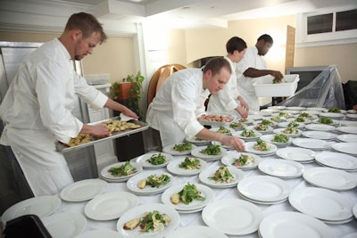 With no kitchen in-house, Chez Panisse chefs used a museum staff dining room as a prep space.