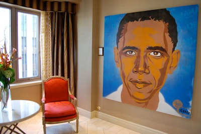 Local artist Ray Noland painted the Obama portrait that hangs in the suite's foyer.