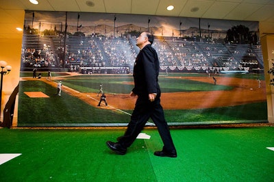 Guests walked over a mock-up of Chicago's Wrigley Field, complete with AstroTurf and bases.