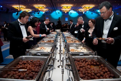 Guests munched on buffet items like quesadillas, chips and queso, Black Angus meatballs, stuffed mushrooms, and jalapeno poppers.