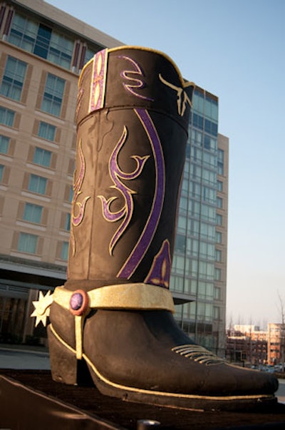 A 30-foot cowboy boot served as a backdrop for photo-ops inside and outside the Gaylord.