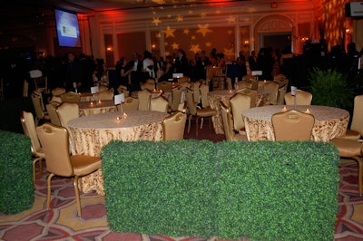 Faux hedges created a semiprivate V.I.P. seating area at the Pennyslvania State Society Ball at the Ritz-Carlton Washington D.C.