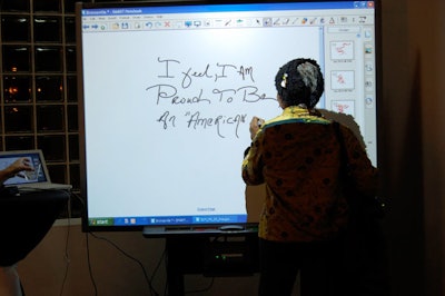 At the Bronzeville Inaugural Ball, guests used Smart technology to write messages to Barack Obama.