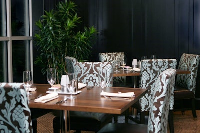 Hotel staff can transform meeting spaces into dinner-reception areas.