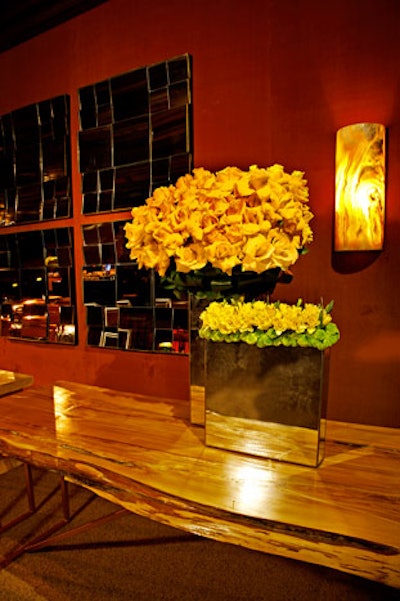 Raw slabs of wood from South Africa served as buffet tables.