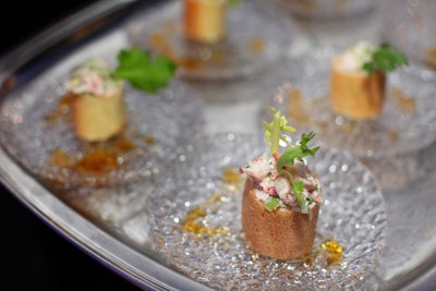 Wolfgang Puck Catering's dinner featured mini servings of New England-style lobster rolls.