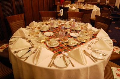 Organizers topped tables with tartan linens.