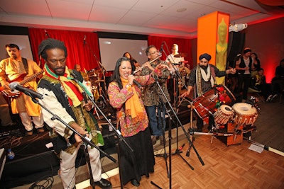 Local world-music group Funkadesi performed in the so-called Love room.