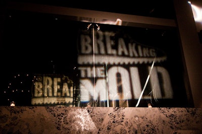 Gobos bearing Airwalk's 'Breaking the Mold' logo reflected on mirrors throughout the Hotel on Rivington.