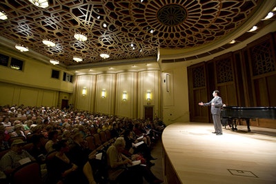 The recital hall at Hahn can be used from September through May for arts-related events.