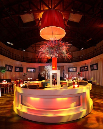 Red chandeliers in the ballroom complemented the Valentine's Day-appropriate decor.