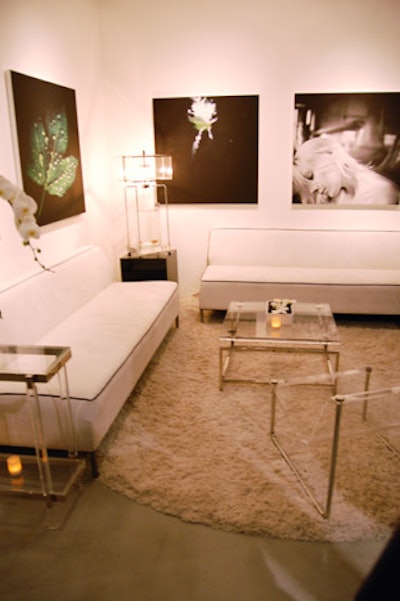 White furnishings decked the gallery space.