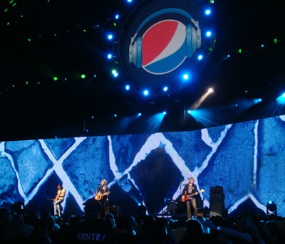 The LED wall running the length of the stage changed throughout Lifehouse's set culminating with football game footage during their final song.