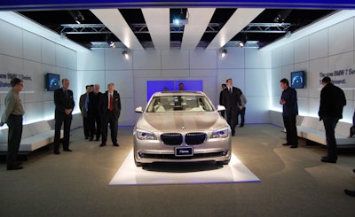 A BMW spokesperson provided an overview of the brand and the new model during a presentation for guests.