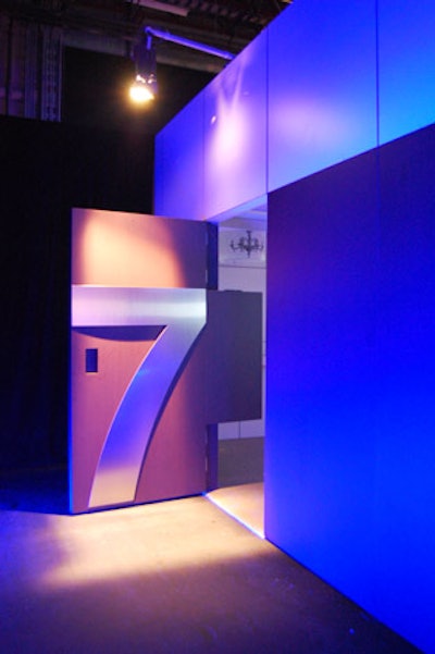 A large number seven adorned the dark wood door leading into the lounge.
