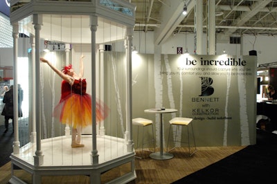 Bennett with Kelkor Construction's exhibit included a ballet dancer in a gazebo designed like a bird cage.