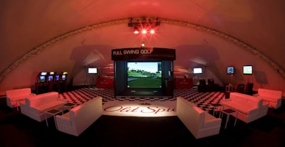The Old Spice Lounge featured a Full Swing Golf simulator, racing video games, and custom bar.