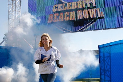 Gossip Girl's Blake Lively was one of the many celebrities to participate in DirecTV's third annual Celebrity Beach Bowl, held for the first time in an actual stadium. All the athletes entered the field amid smoke and booming introductions from beneath a 20- by 20-foot LED wall that acted as the scoreboard and replay screen.