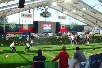 Taking place over five days in the week before the Super Bowl, the NFL Experience was a ticketed event targeting families. Interactive sessions like the Play 60 Youth Football Festival Presented by Nike allowed kids between the ages of six and 12 to learn flag football rules through scrimmages.