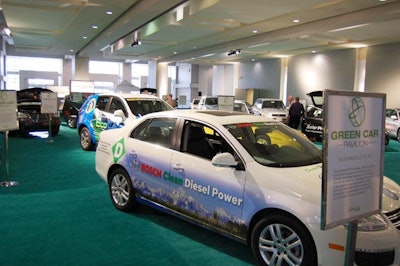 The Green Car Pavilion, with 40 models, is twice as large as last year and is staged for the first time at the show entrance.