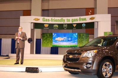 Chevrolet's exhibit features a film presentation on its commitment to gas-friendly cars.