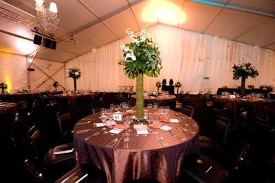 Guests sat for a four-course dinner in a tent that spanned the museum's front lawn.
