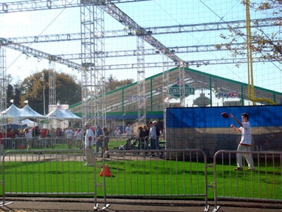 Attendees to the Experience were able to practice their passing, kicking, and agility skills at the caged-in football turfs around the property.