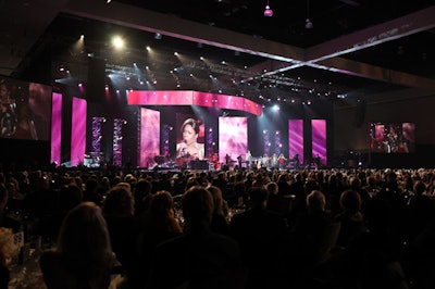 Video played a significant role in the look of MusiCares' 100-foot-wide stage.